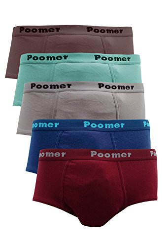 Buy Poomex® Men's Cotton (Inner Elastic) Briefs - Pack of 3 (Assorted  Colours) (75 CM) at