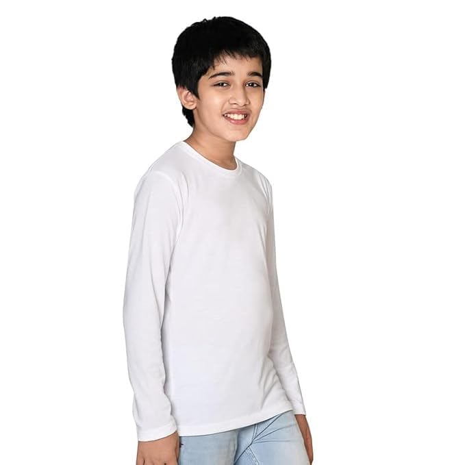 Boy's Regular Fit T-Shirt  Plain Casual Wear Round Neck Premium Cotton Kids T-Shirts Full Sleeve Round Neck for Boys and Girls