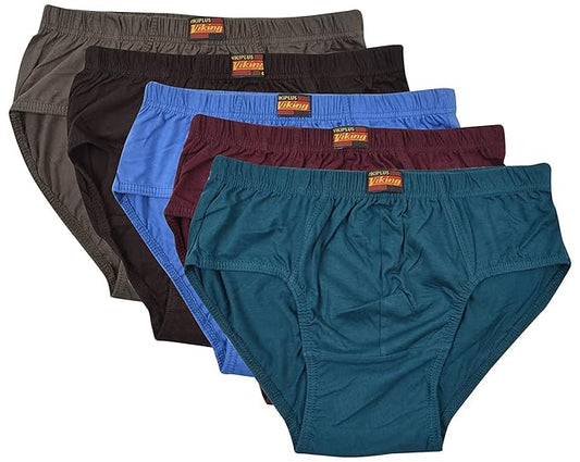 VIKING  Mens' Cotton Brief (Inner Elastic Viki) (Pack of 3) Assorted Colour (90CM)