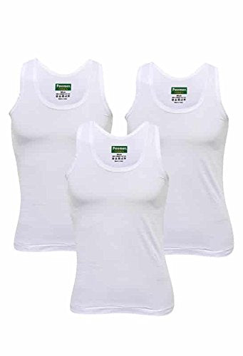 Poomer Cotton Men's White Sleeveless Vest (3s Pack 'S' Size=80 Cms)