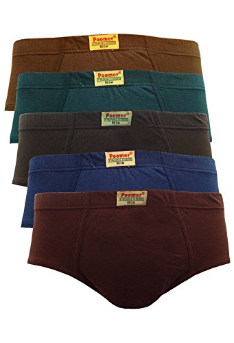 Poomer Men's Cotton Brief (Pack of 5) (POOMER-FRANCO-IE-5S-100_Multicolor, Xx-large, 100 Cm)