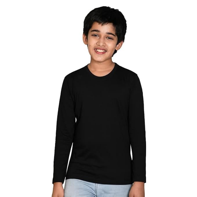 Boy's Regular Fit T-Shirt  Plain Casual Wear Round Neck Premium Cotton Kids T-Shirts Full Sleeve Round Neck for Boys and Girls