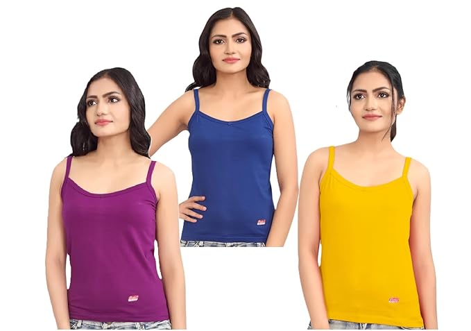 Prithvi® Rose Slip for Girls & Women's/Camisole - Pack of 3# Multicolour # Premium Wear # Colour May Vary #