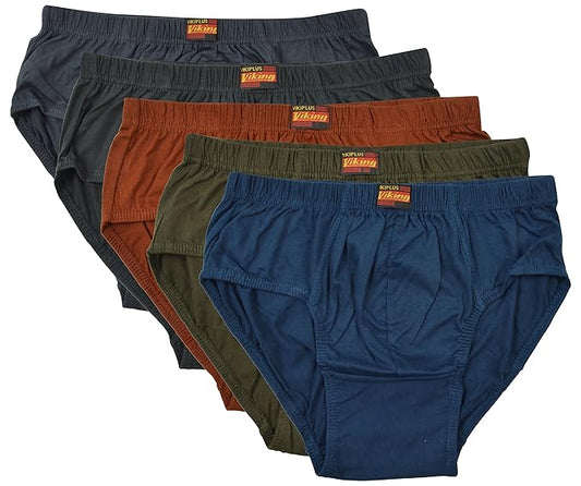 Viking Men's Cotton Briefs - Combo of 5 (VK07_110, Multi-Coloured, 110)