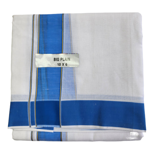 Dhoties Men's Traditional Cotton Dhoti With Cotton Border White Dhoti Panchakacham Unstitched Size 10X6 (or) 4.60 Mtr Dhoti with 2.70 Mtr Angavastram