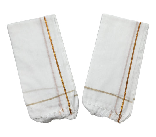 White Cotton Bath Towels Light Weight, Fast Absorbing, Pure Cotton Kerala Jari Thorthu/Bath Towel/Gamcha Large Size, Combo Set Pack of 2 Pieces(Hot Washable) 75 X 150cm (30X60 Inches)