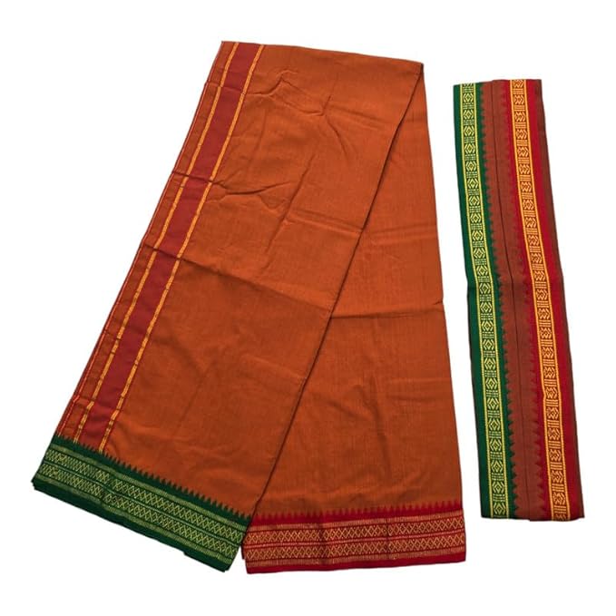 Men's Pure Cotton Colorful Single Dhoti - 2 MTR | SPL Padayappa (Mayilkan) Jari Border Single Dhoti | 4 Mulam Angavastam | Towel Set