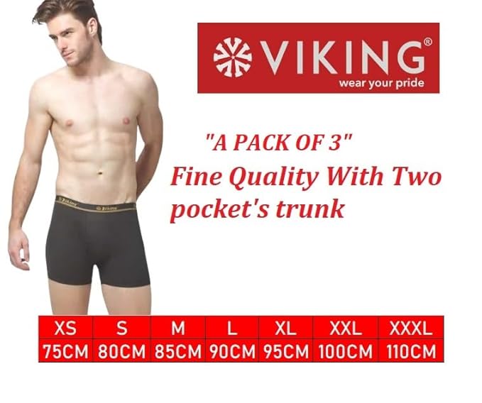 VIKING Men's Cotton Trunks (Pack of 3)