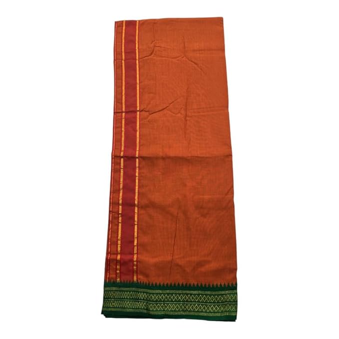 Men's Pure Cotton Colorful Single Dhoti - 2 MTR | SPL Padayappa (Mayilkan) Jari Border Single Dhoti | 4 Mulam Angavastam | Towel Set