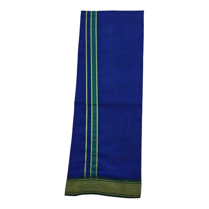 Men's Pure Cotton Colorful Single Dhoti - 2 MTR | SPL Padayappa (Mayilkan) Jari Border Single Dhoti | 4 Mulam Angavastam | Towel Set