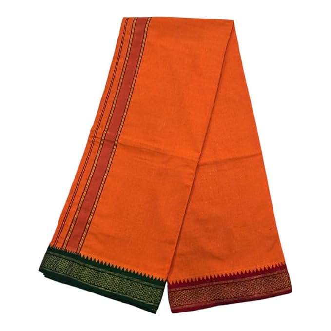 Men's Pure Cotton Colorful Single Dhoti - 2 MTR | SPL Padayappa (Mayilkan) Jari Border Single Dhoti | 4 Mulam Angavastam | Towel Set