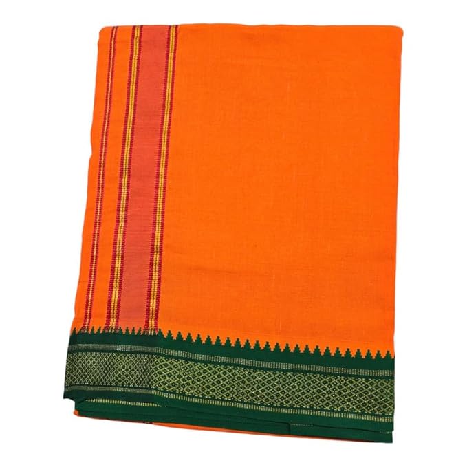 Men's Pure Cotton Colorful Single Dhoti - 2 MTR | SPL Padayappa (Mayilkan) Jari Border Single Dhoti | 4 Mulam Angavastam | Towel Set