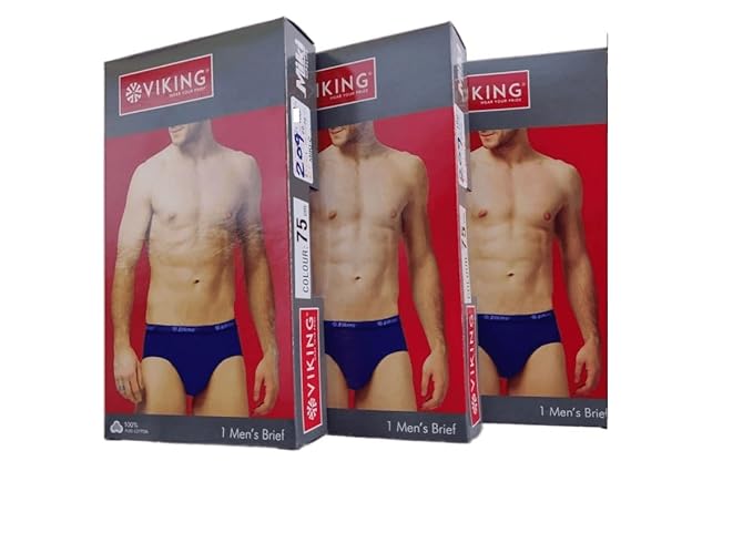 VIKING  Mens' Cotton Brief (Outer Elastic Miki) (Pack of 3) Assorted Colour