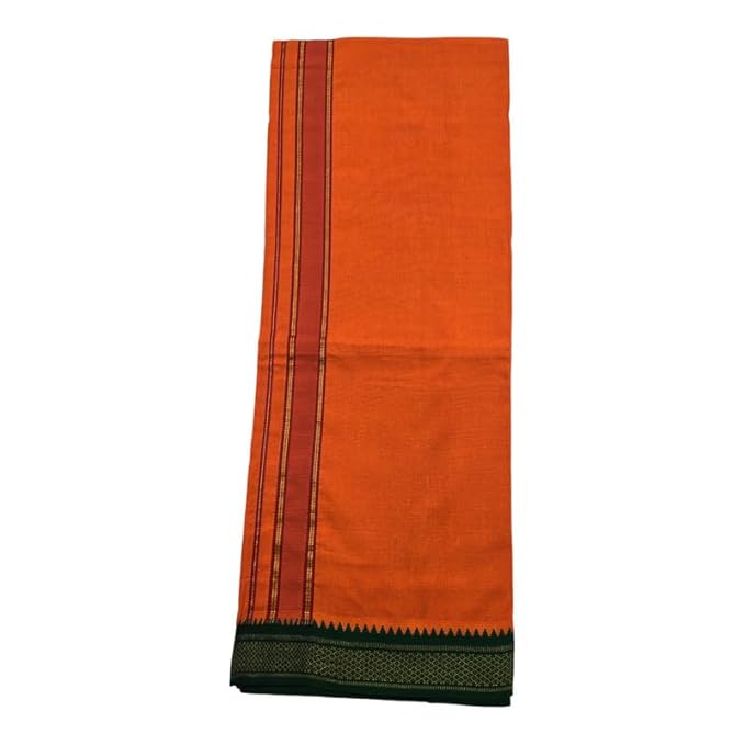 Men's Pure Cotton Colorful Single Dhoti - 2 MTR | SPL Padayappa (Mayilkan) Jari Border Single Dhoti | 4 Mulam Angavastam | Towel Set