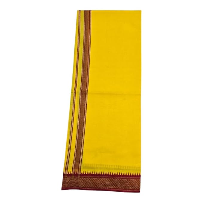 Men's Pure Cotton Colorful Single Dhoti - 2 MTR | SPL Padayappa (Mayilkan) Jari Border Single Dhoti | 4 Mulam Angavastam | Towel Set