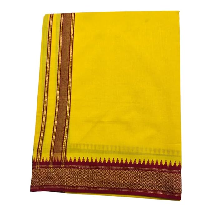 Men's Pure Cotton Colorful Single Dhoti - 2 MTR | SPL Padayappa (Mayilkan) Jari Border Single Dhoti | 4 Mulam Angavastam | Towel Set