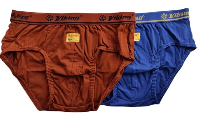 VIKING  Mens' Cotton Brief (Outer Elastic Miki) (Pack of 3) Assorted Colour