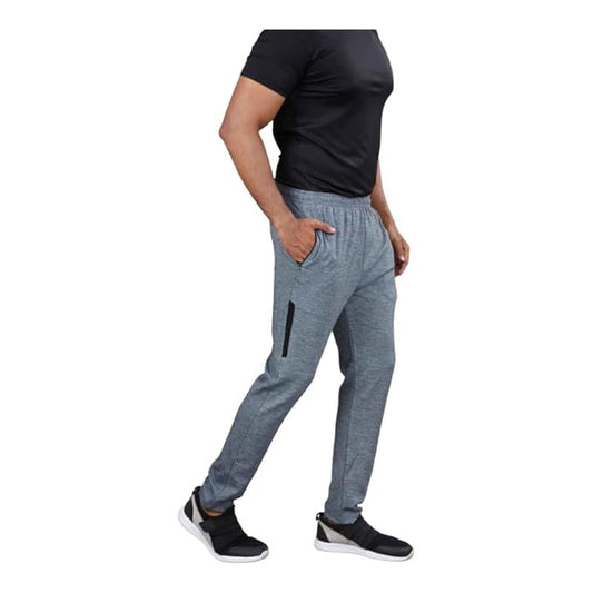 Melange Lower for Men | Regular Fit Cotton Blend Lower with 2 Side Pockets & One Side Zipper Pocket | Perfect for Running, Gym, and Comfortable Style