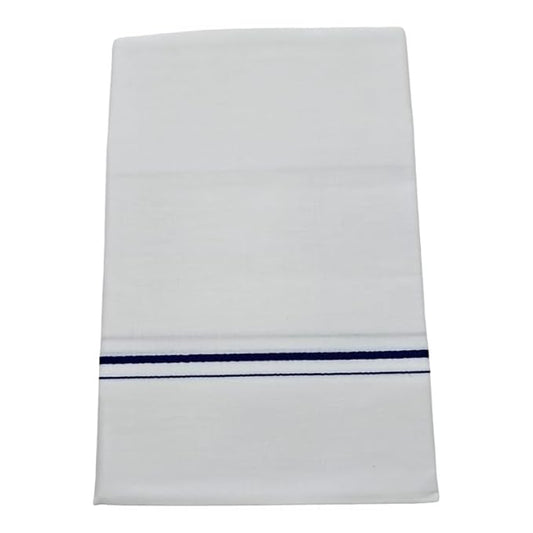 Pure Cotton White Dhoti With Colored Small Border for Men's | Dhoti for Pooja, Weddings and Other Festive Occasions - Size- 4 Mulam (2.0 MTR)