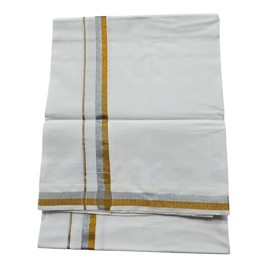 Pure Cotton White Dhoti With Colour Border for Men's | Dhoti for Pooja, Weddings and Other Festivel Occasions