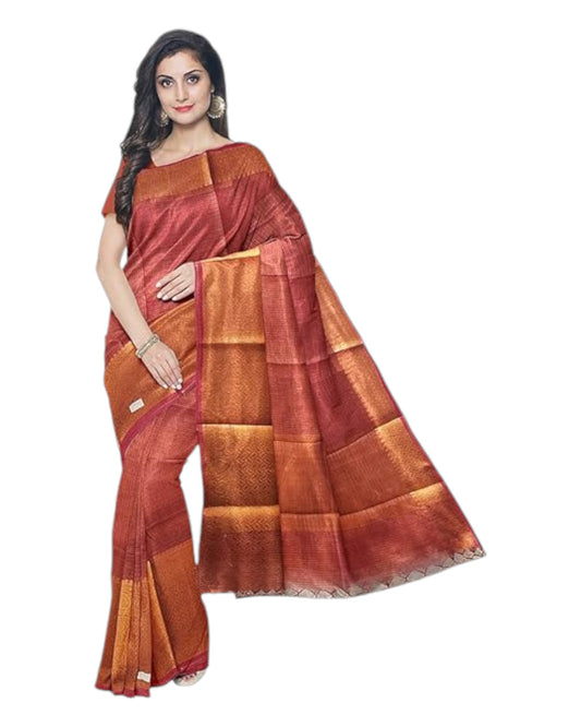 Women’s Banaras Tissue Silk Copper zari saree with blouse