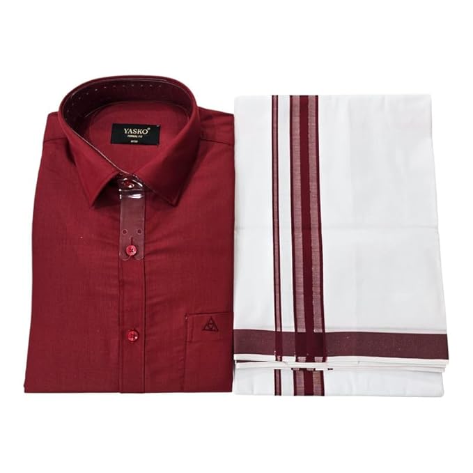 Combo of Shirt and Dhoti | Traditional Wedding Set for Men | Half Sleeve Dhoti Shirt Set