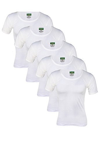 Poomer Cotton Men's White Sleeved Vest (5s Pack)