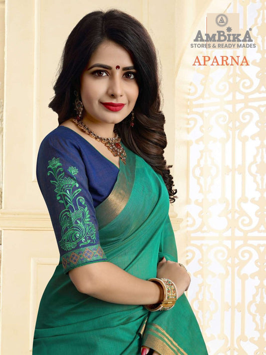 APARNA SILK COTTON SAREE with Zari Butta with Blouse Piece for Women