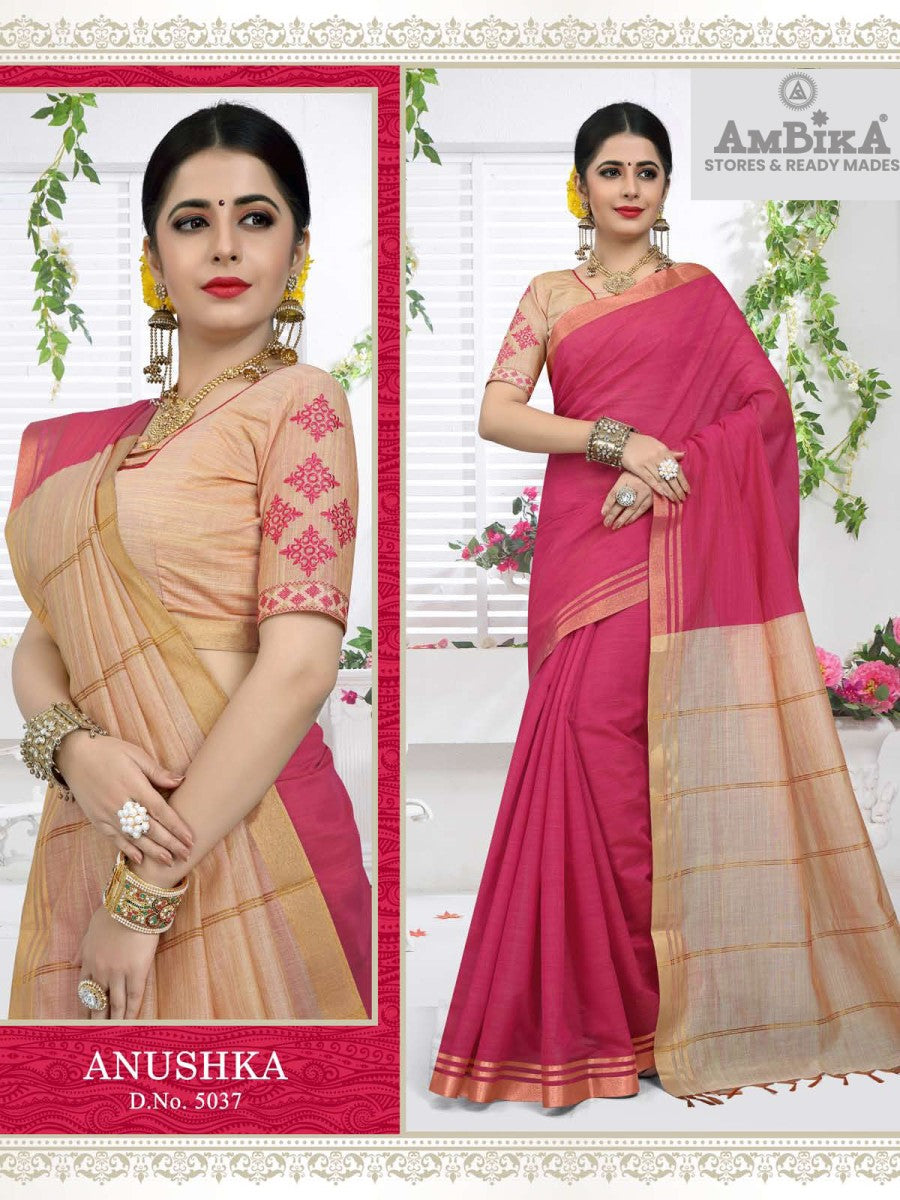 ANUSHKA SILK COTTON SAREE Cotton  with Blouse Piece for Womens