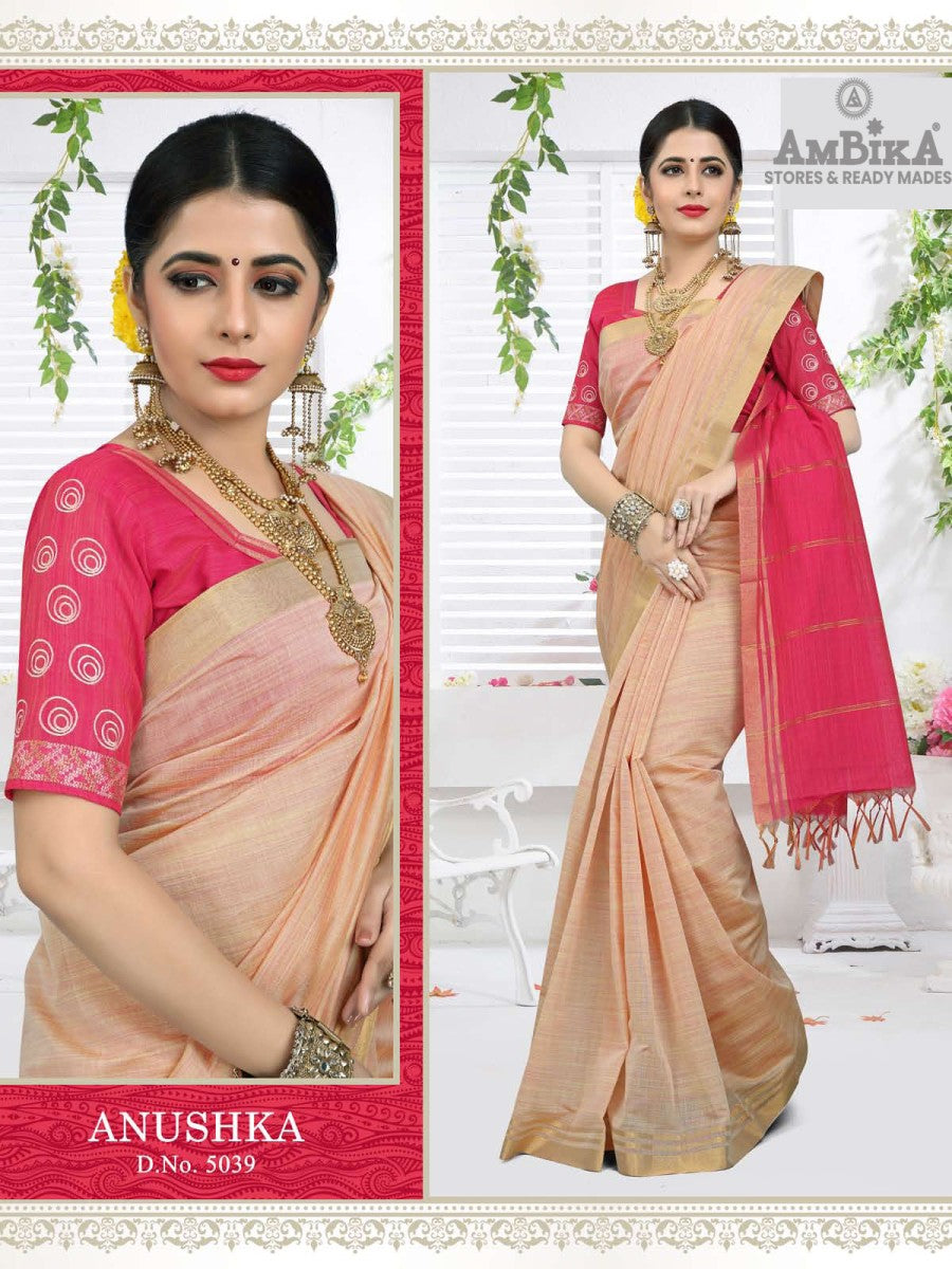 ANUSHKA SILK COTTON SAREE Cotton  with Blouse Piece for Womens