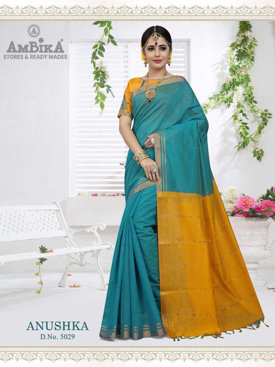 ANUSHKA SILK COTTON SAREE Cotton  with Blouse Piece for Womens