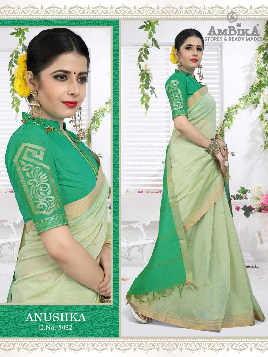 ANUSHKA SILK COTTON SAREE Cotton  with Blouse Piece for Womens