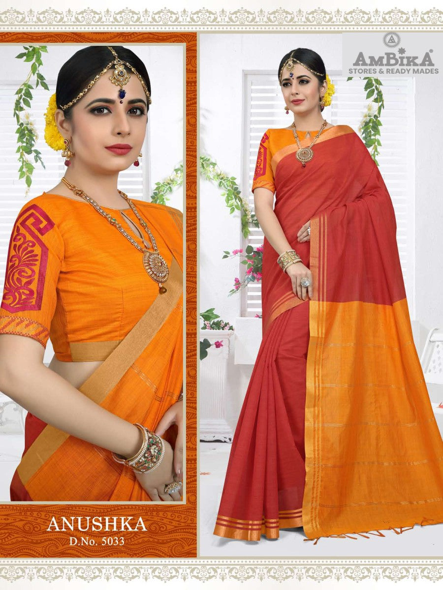 ANUSHKA SILK COTTON SAREE Cotton  with Blouse Piece for Womens