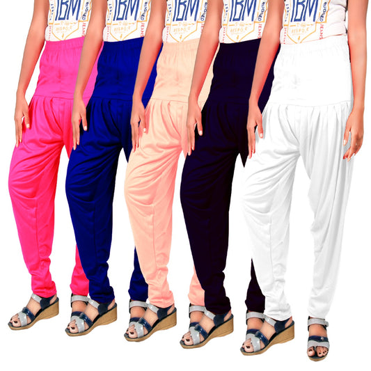 Combo Pack of 5 Cotton Viscose Lycra Dhoti Patiyala Salwar Bottom Pants for Women