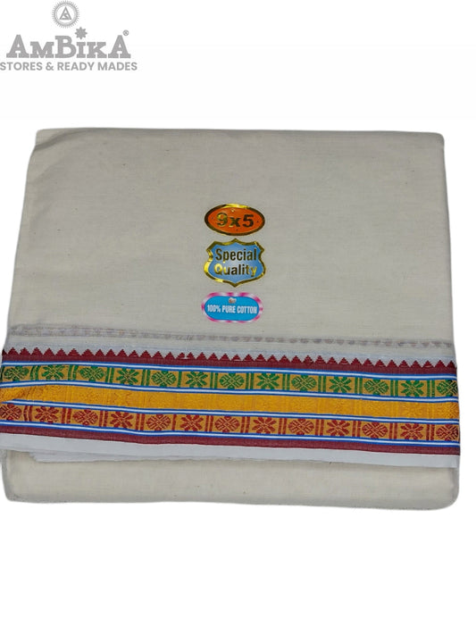 Gundanchi colour Ruthratcha Border Dhoti & Towel set ( 9*5)