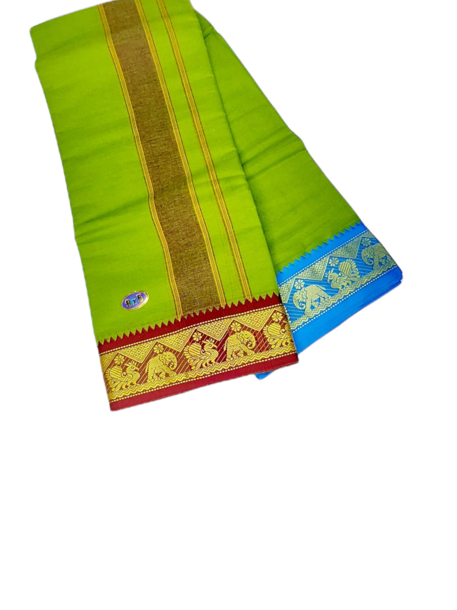 Cotton Mens Panjakejam Colour Dhoti With Fancy Border &amp; Towel set [9 X 5]