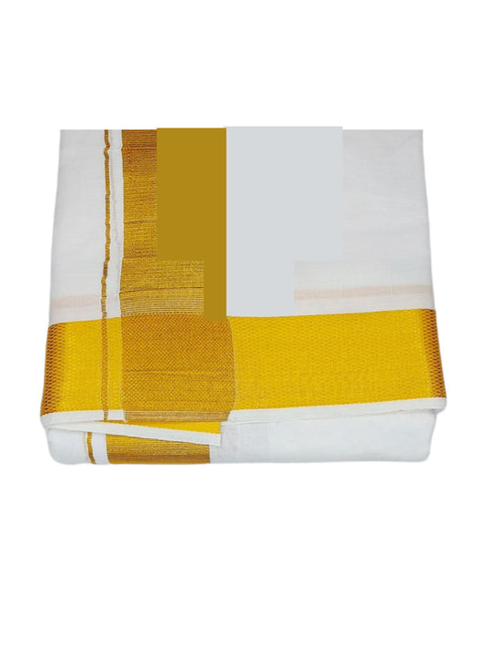 Cotton Mens Panjakejam White Dhoti With Gold Border & Towel set [9 X 5]